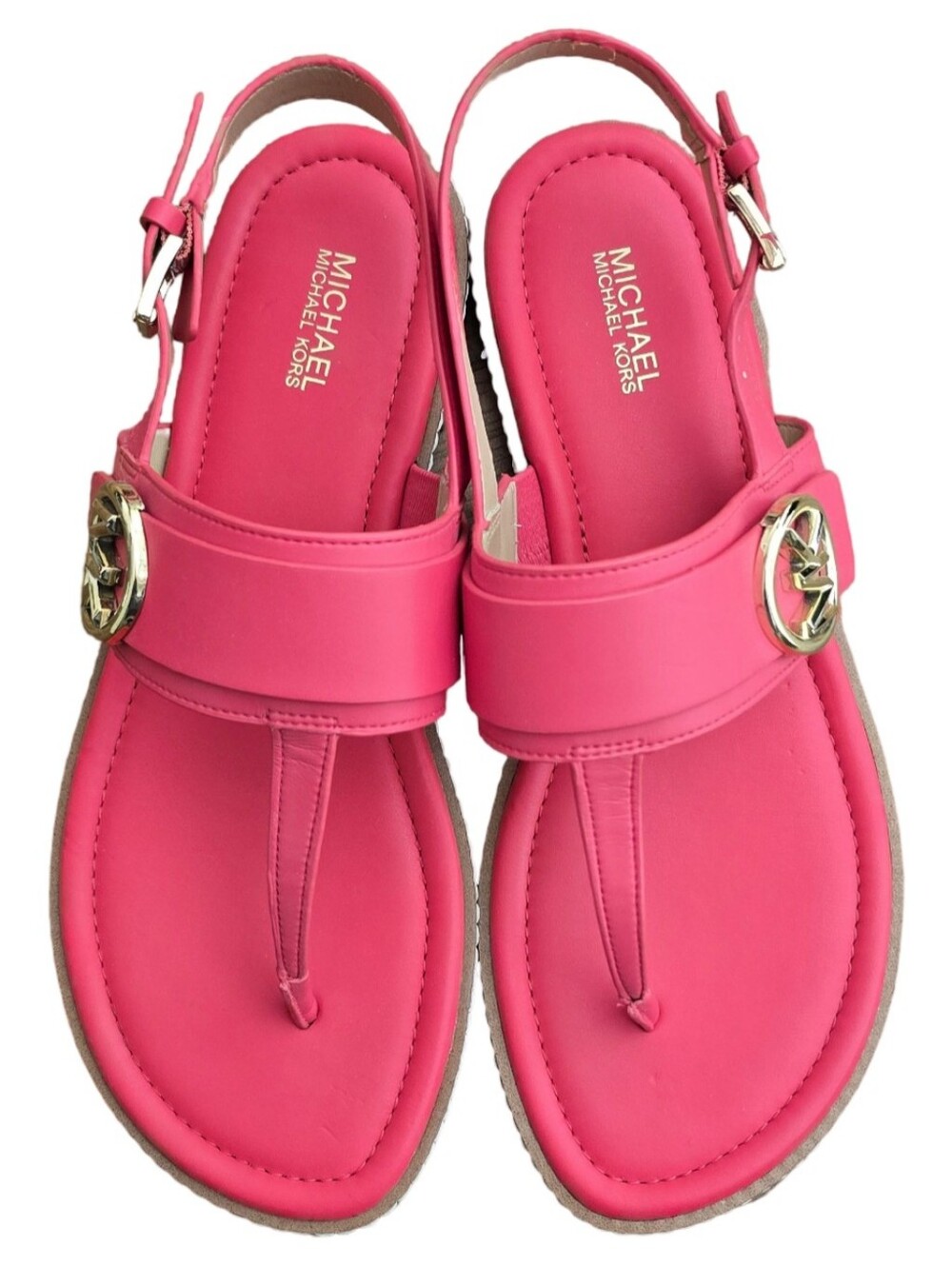 Michael Kors Electric Pink Aubrey Cutout Leather Sandals Womens 9